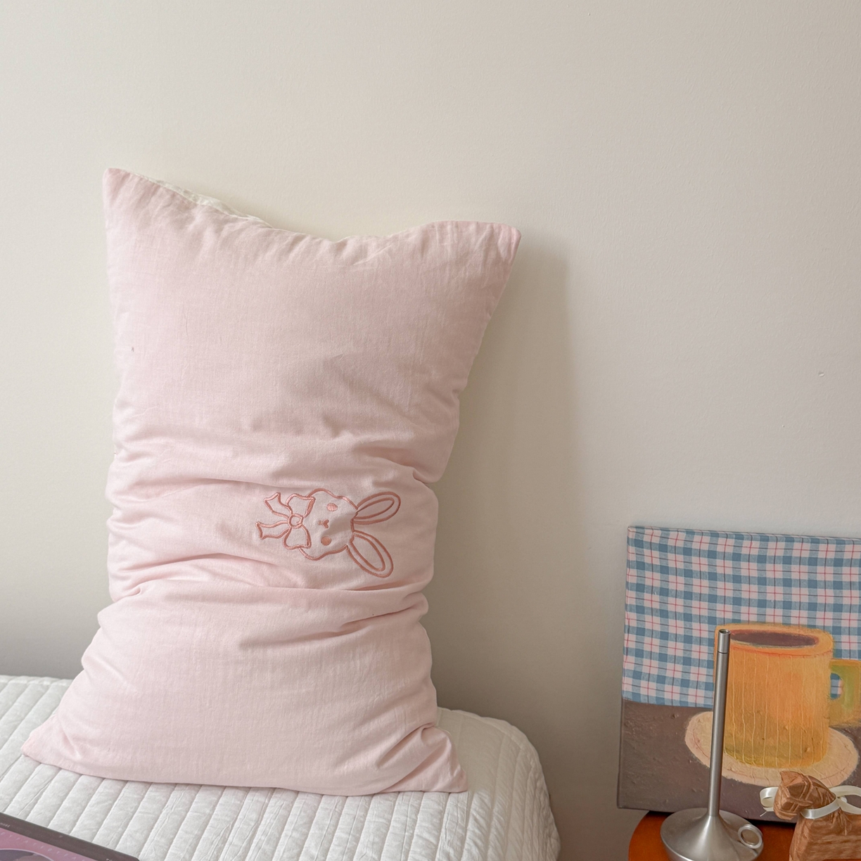 91家纺网 家纺一手货源 找家纺 FORTWO家纺原创设计（FOR TWO家纺） 2026新款双层纱单品枕套单枕套枕套单件 线条兔