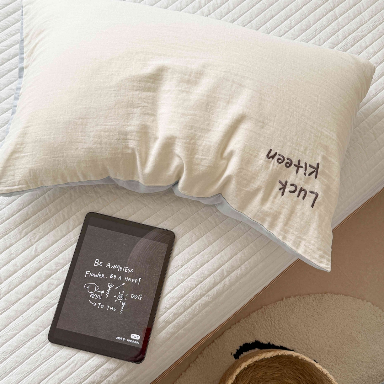 91家纺网 家纺一手货源 找家纺 FORTWO家纺原创设计（FOR TWO家纺） 2026新款双层纱单品枕套单枕套枕套单件 LUCK