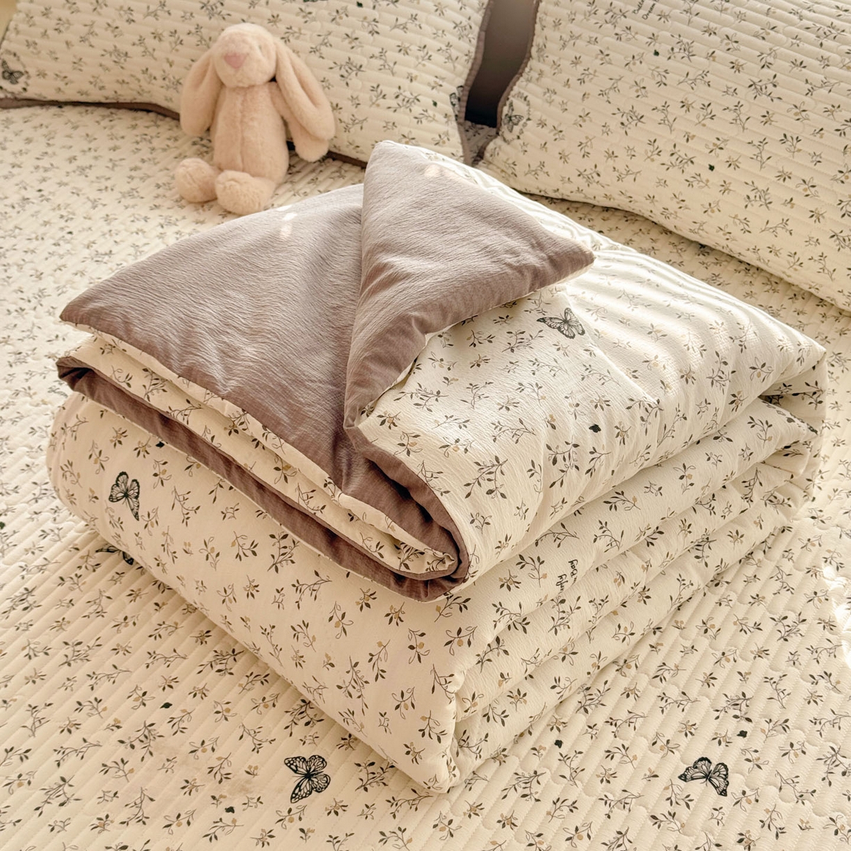 玉海棠家纺 2026新款A类云感双层纱7A抗菌夏被夏凉被空调被四件套 扑蝴蝶