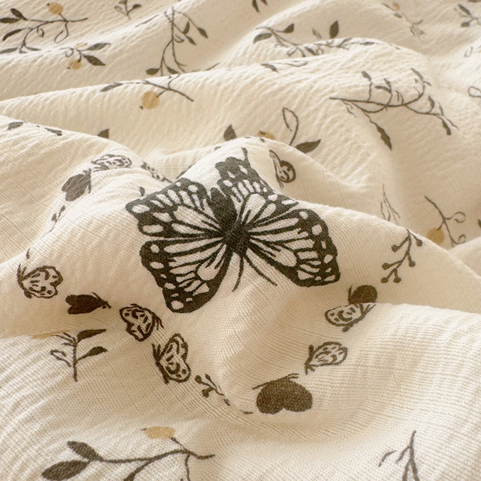 91家纺网 家纺一手货源 找家纺 玉海棠家纺 2026新款A类云感双层纱7A抗菌夏被夏凉被空调被四件套 扑蝴蝶