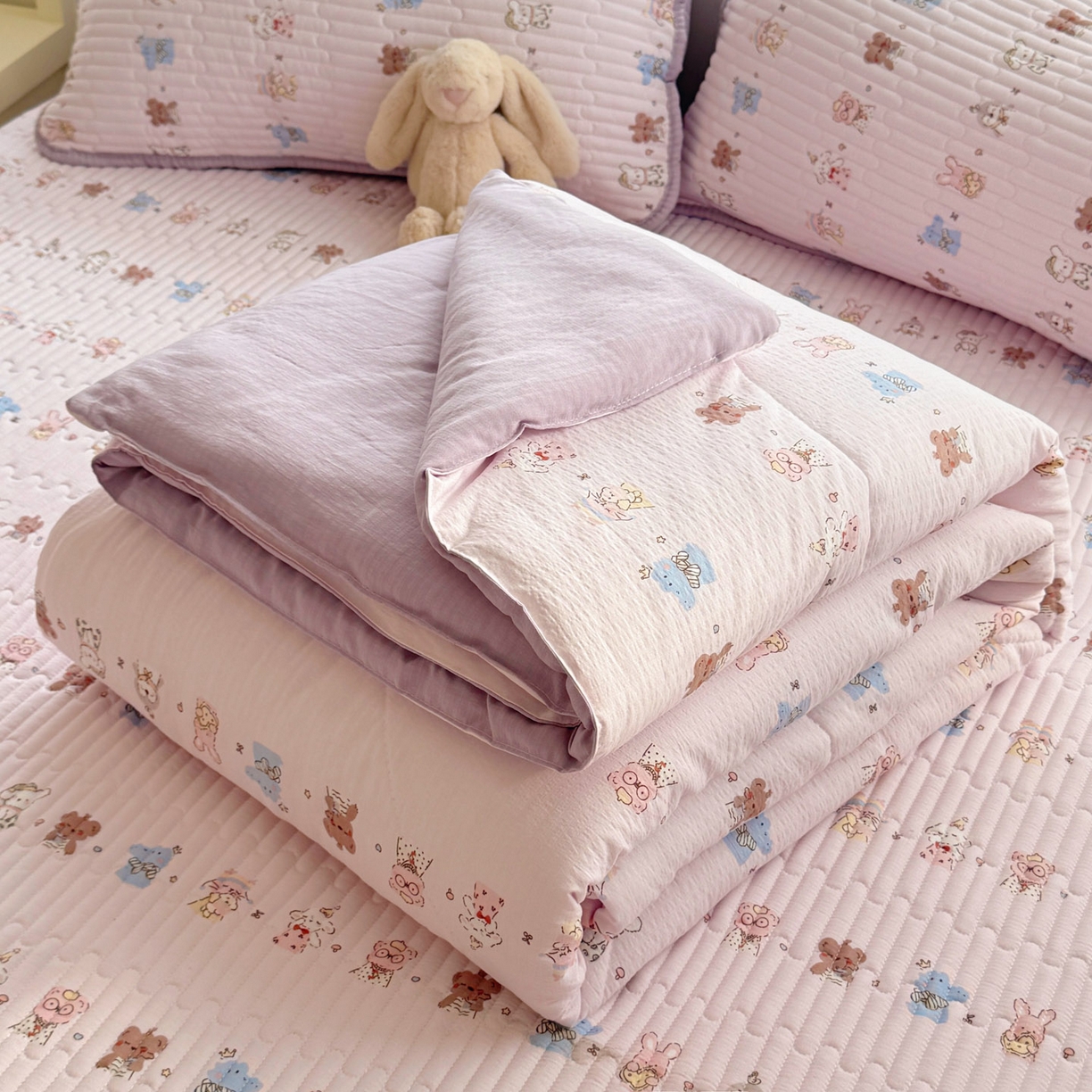 玉海棠家纺 2026新款A类云感双层纱7A抗菌夏被夏凉被空调被四件套 童话故事