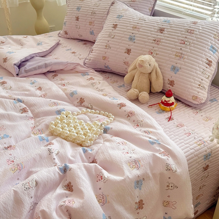 91家纺网 家纺一手货源 找家纺 玉海棠家纺 2026新款A类云感双层纱7A抗菌夏被夏凉被空调被四件套 童话故事