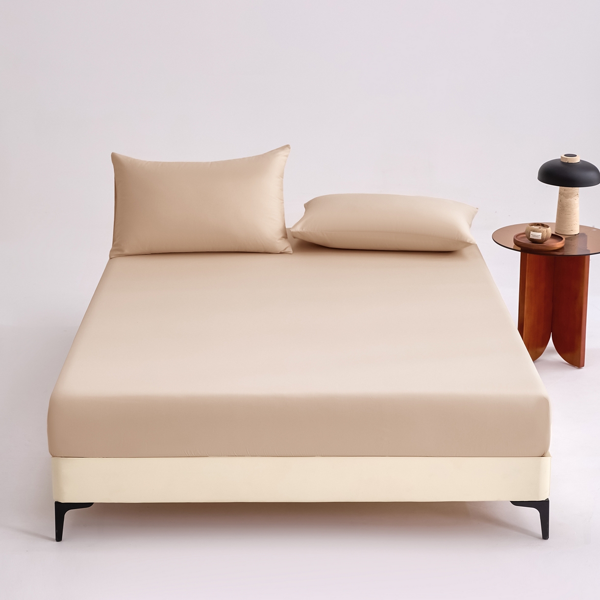 91家纺网 家纺一手货源 找家纺 合欢（原天一阁） 2026新款50s双股长绒棉全棉纯棉床笠三件套 香槟金