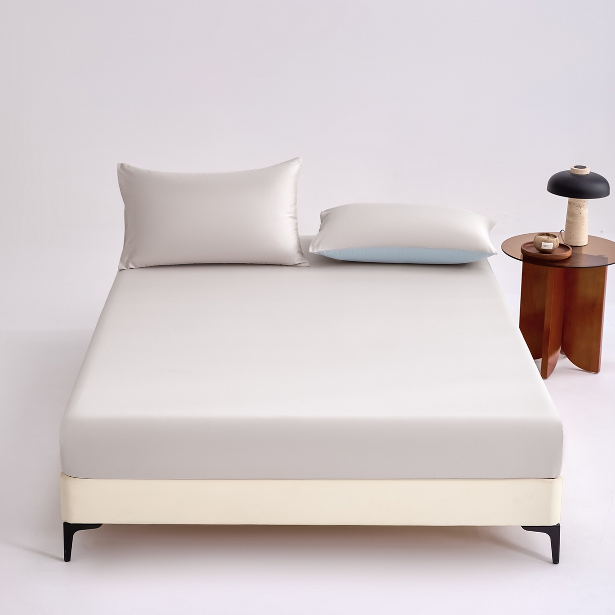 91家纺网 家纺一手货源 找家纺 合欢（原天一阁） 2026新款50s双股长绒棉全棉纯棉床笠三件套 银竹灰