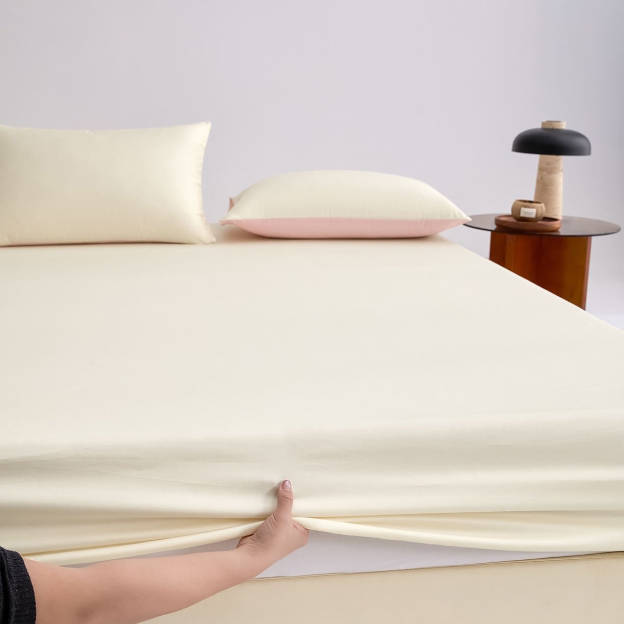 91家纺网 家纺一手货源 找家纺 合欢（原天一阁） 2026新款50s双股长绒棉全棉纯棉床笠三件套 流苏白