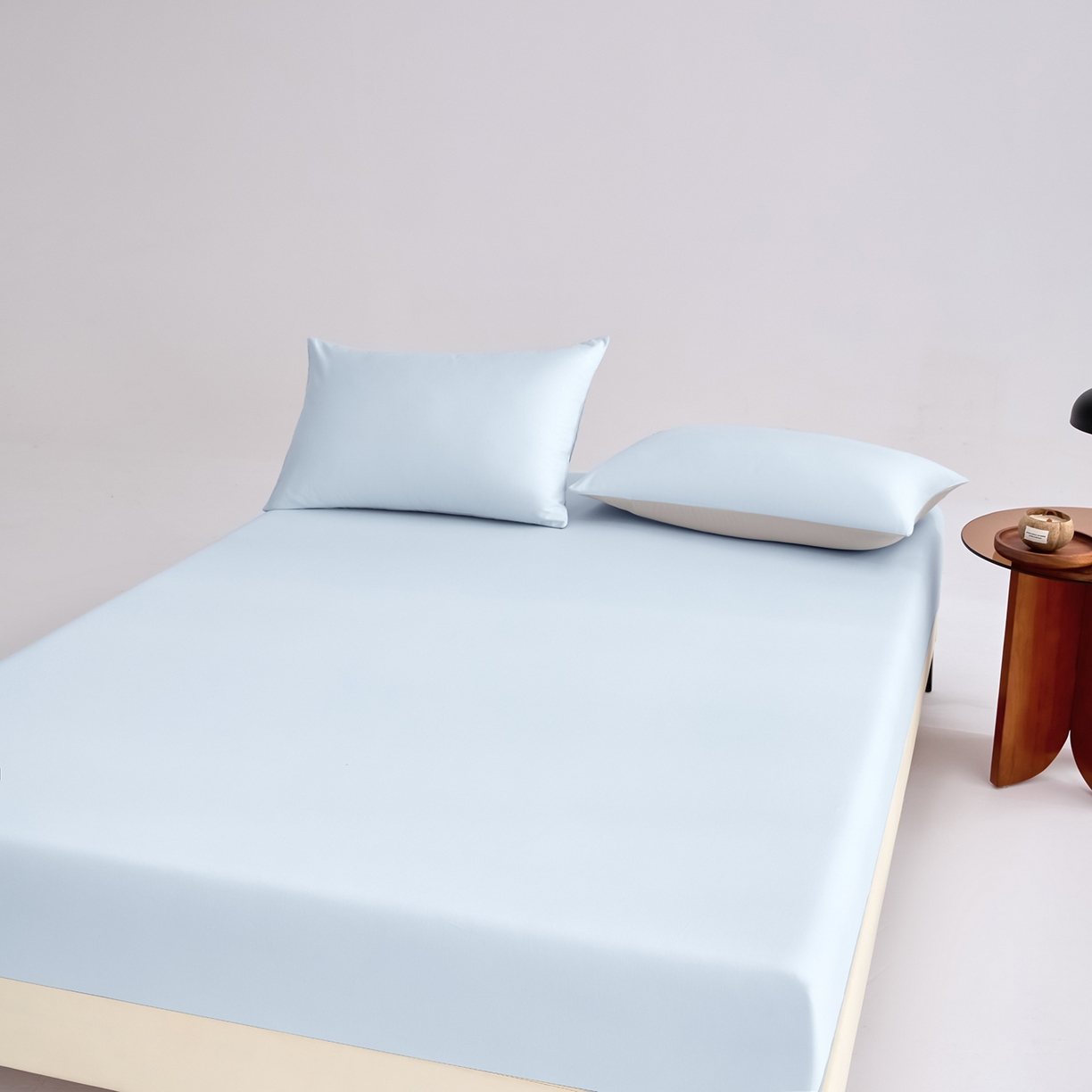 91家纺网 家纺一手货源 找家纺 合欢（原天一阁） 2026新款50s双股长绒棉全棉纯棉床笠三件套 水军蓝