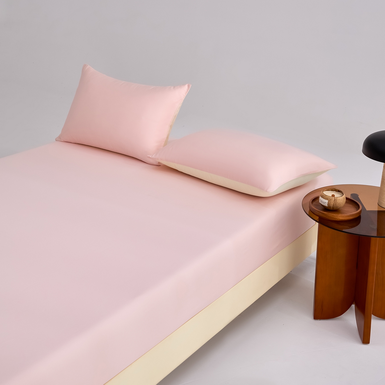 91家纺网 家纺一手货源 找家纺 合欢（原天一阁） 2026新款50s双股长绒棉全棉纯棉床笠三件套 暖心粉