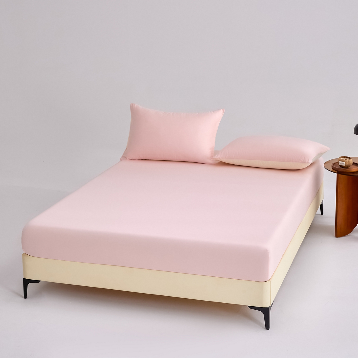 91家纺网 家纺一手货源 找家纺 合欢（原天一阁） 2026新款50s双股长绒棉全棉纯棉床笠三件套 暖心粉