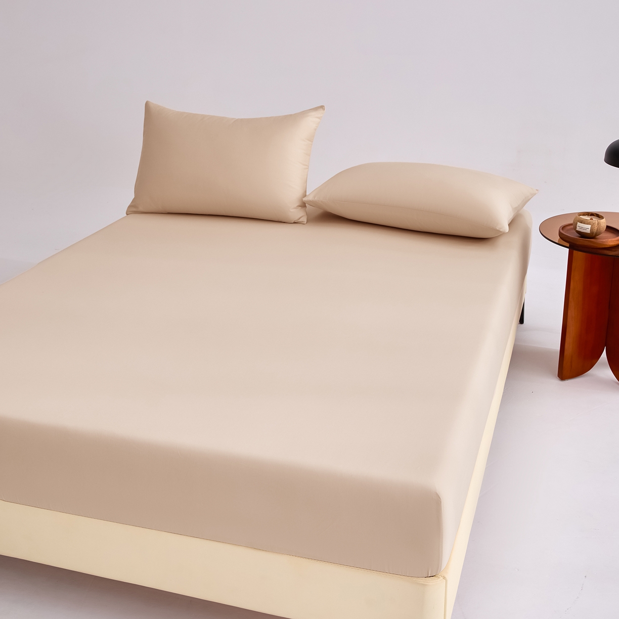 91家纺网 家纺一手货源 找家纺 合欢（原天一阁） 2026新款50s双股长绒棉全棉纯棉床笠三件套 香槟金