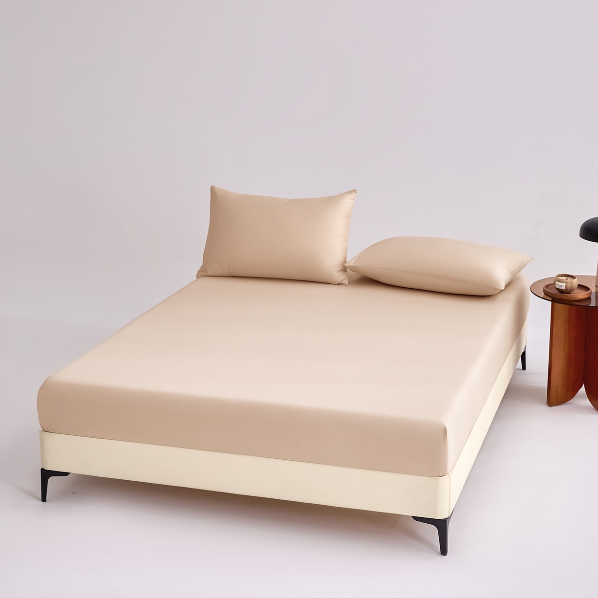 91家纺网 家纺一手货源 找家纺 合欢（原天一阁） 2026新款50s双股长绒棉全棉纯棉床笠三件套 香槟金