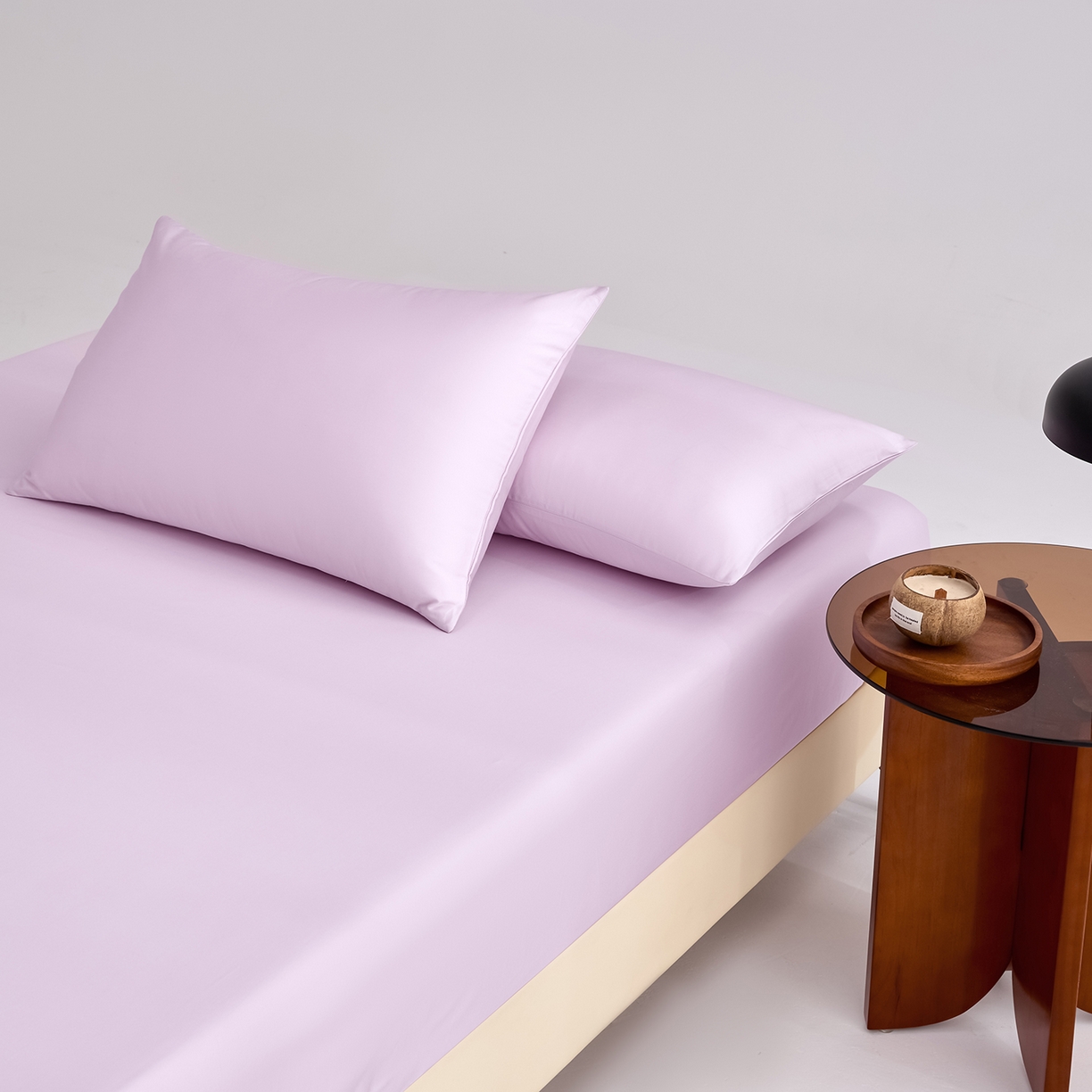 91家纺网 家纺一手货源 找家纺 合欢（原天一阁） 2026新款50s双股长绒棉全棉纯棉床笠三件套 香芋紫