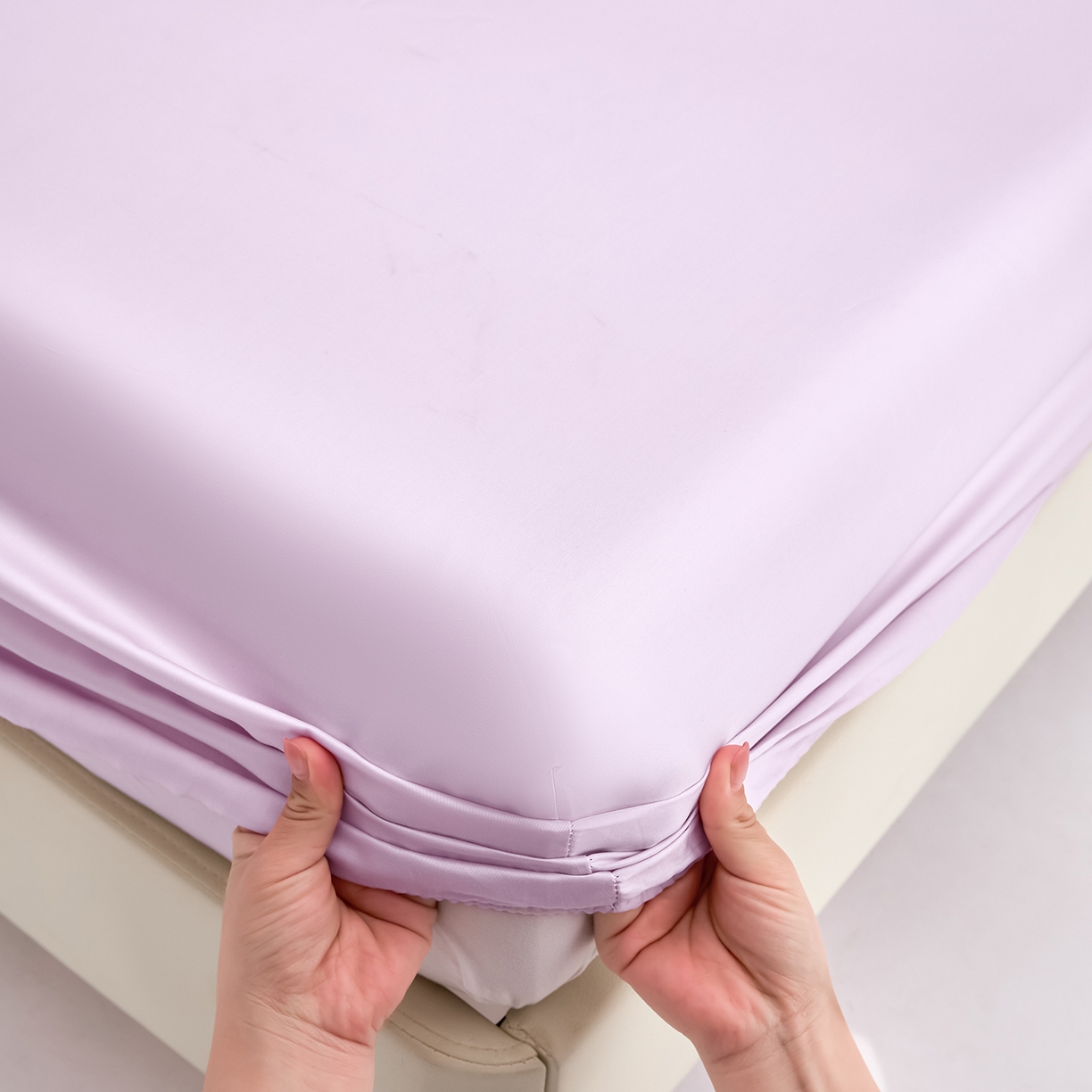 91家纺网 家纺一手货源 找家纺 合欢（原天一阁） 2026新款50s双股长绒棉全棉纯棉床笠三件套 香芋紫