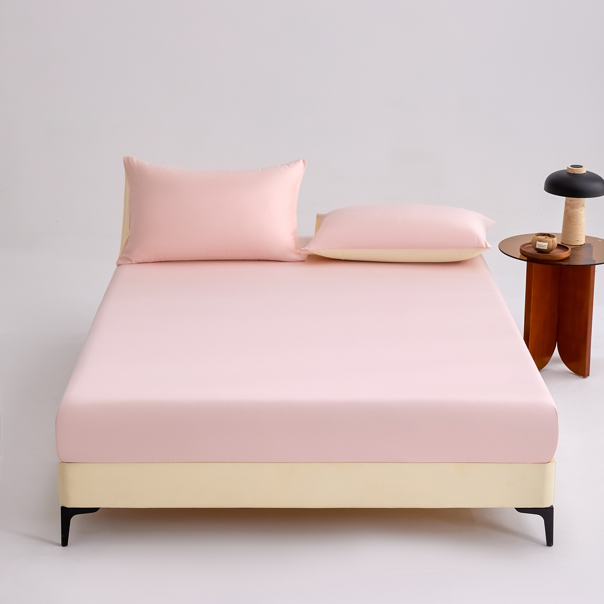 91家纺网 家纺一手货源 找家纺 合欢（原天一阁） 2026新款50s双股长绒棉全棉纯棉床笠三件套 暖心粉