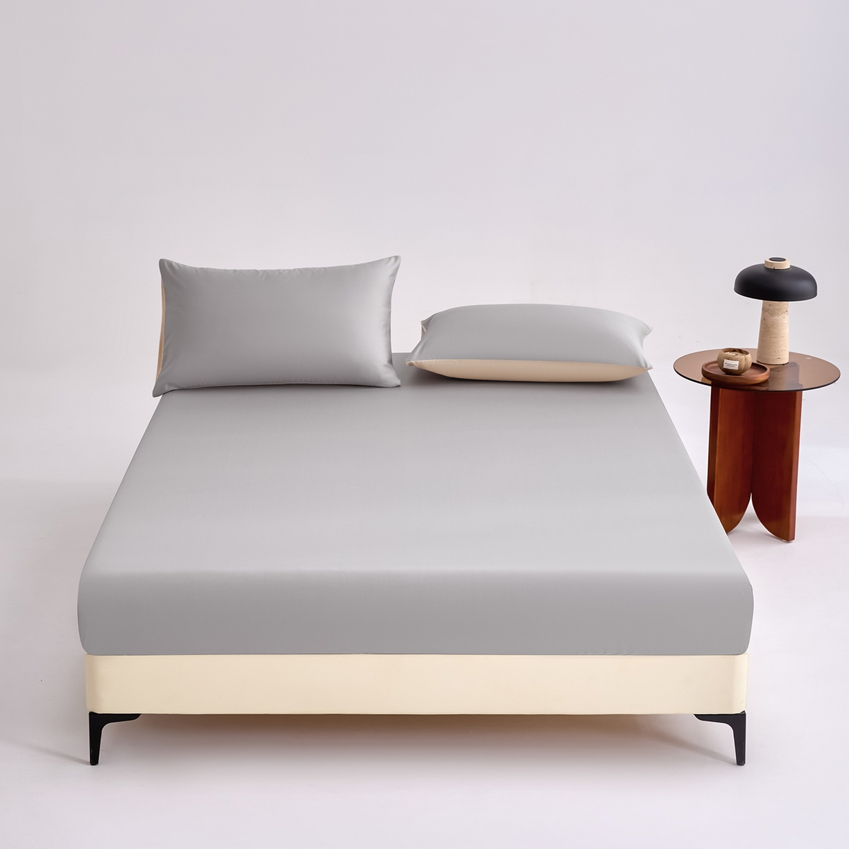 91家纺网 家纺一手货源 找家纺 合欢（原天一阁） 2026新款50s双股长绒棉全棉纯棉床笠三件套 时空灰