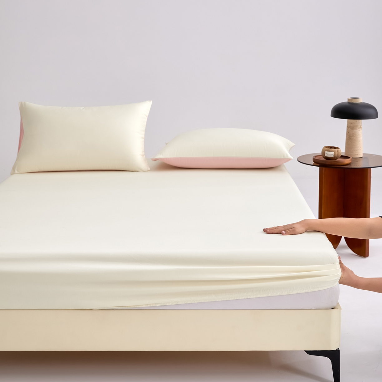 91家纺网 家纺一手货源 找家纺 合欢（原天一阁） 2026新款50s双股长绒棉全棉纯棉床笠三件套 流苏白