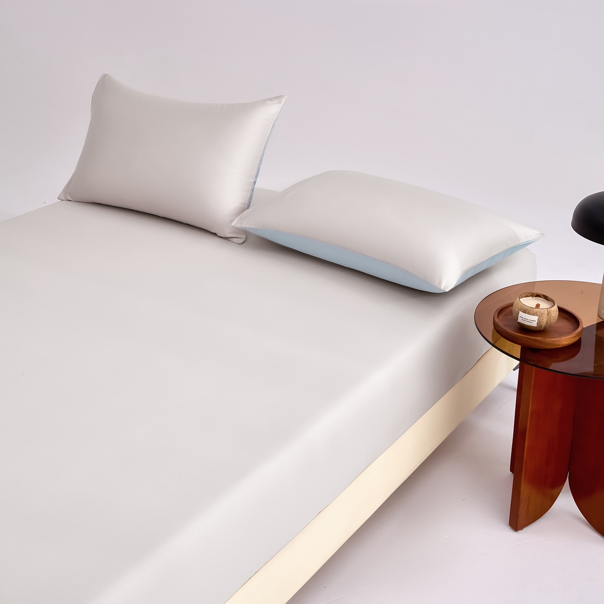 91家纺网 家纺一手货源 找家纺 合欢（原天一阁） 2026新款50s双股长绒棉全棉纯棉床笠三件套 银竹灰