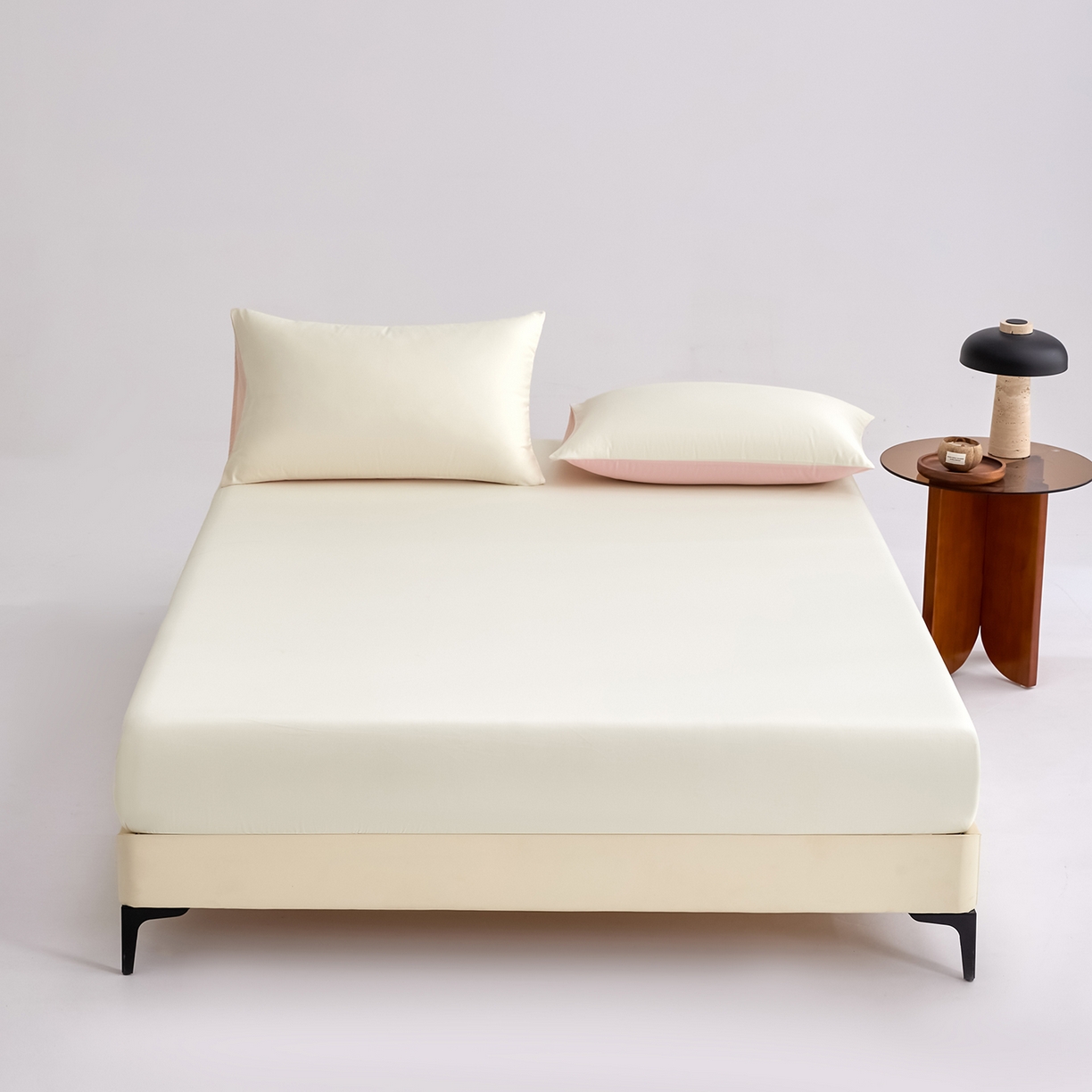 91家纺网 家纺一手货源 找家纺 合欢（原天一阁） 2026新款50s双股长绒棉全棉纯棉床笠三件套 流苏白