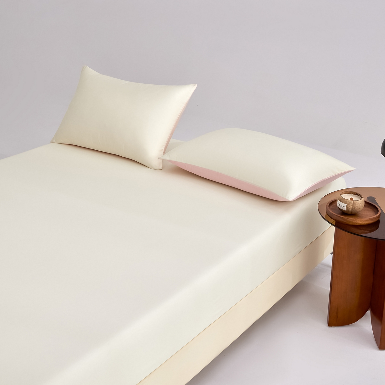 91家纺网 家纺一手货源 找家纺 合欢（原天一阁） 2026新款50s双股长绒棉全棉纯棉床笠三件套 流苏白