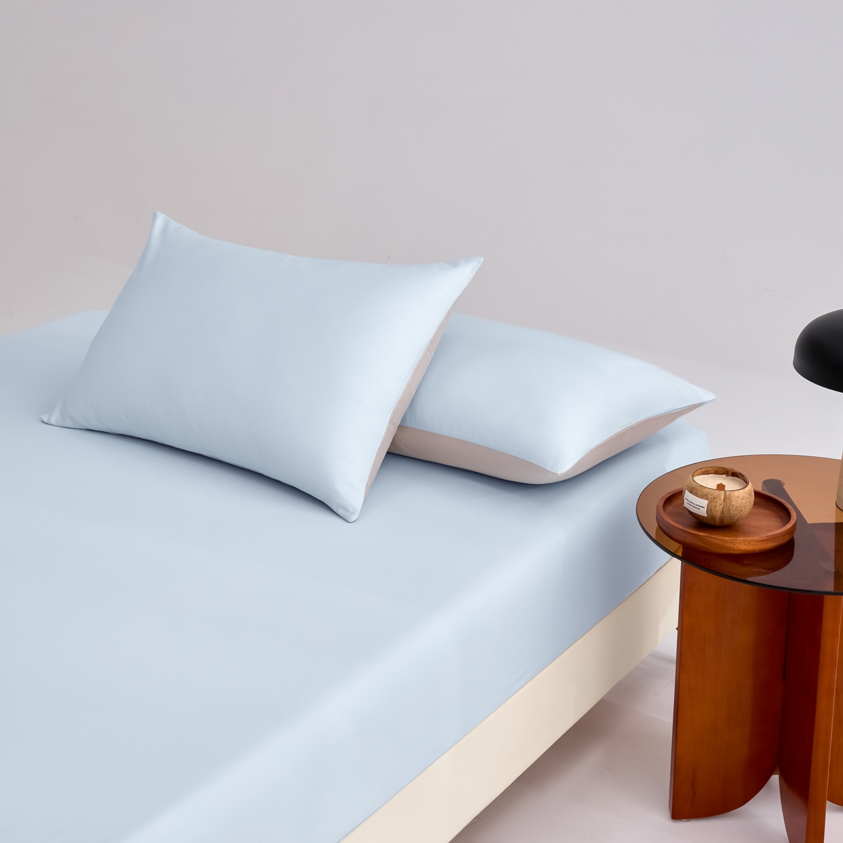 91家纺网 家纺一手货源 找家纺 合欢（原天一阁） 2026新款50s双股长绒棉全棉纯棉床笠三件套 水军蓝