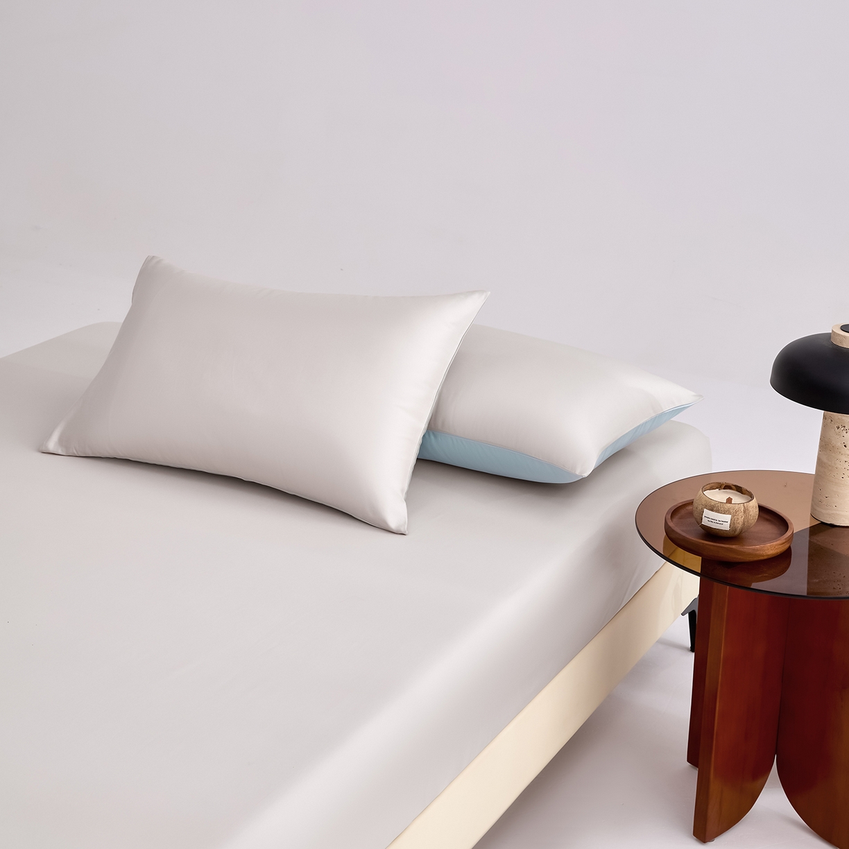 91家纺网 家纺一手货源 找家纺 合欢（原天一阁） 2026新款50s双股长绒棉全棉纯棉床笠三件套 银竹灰