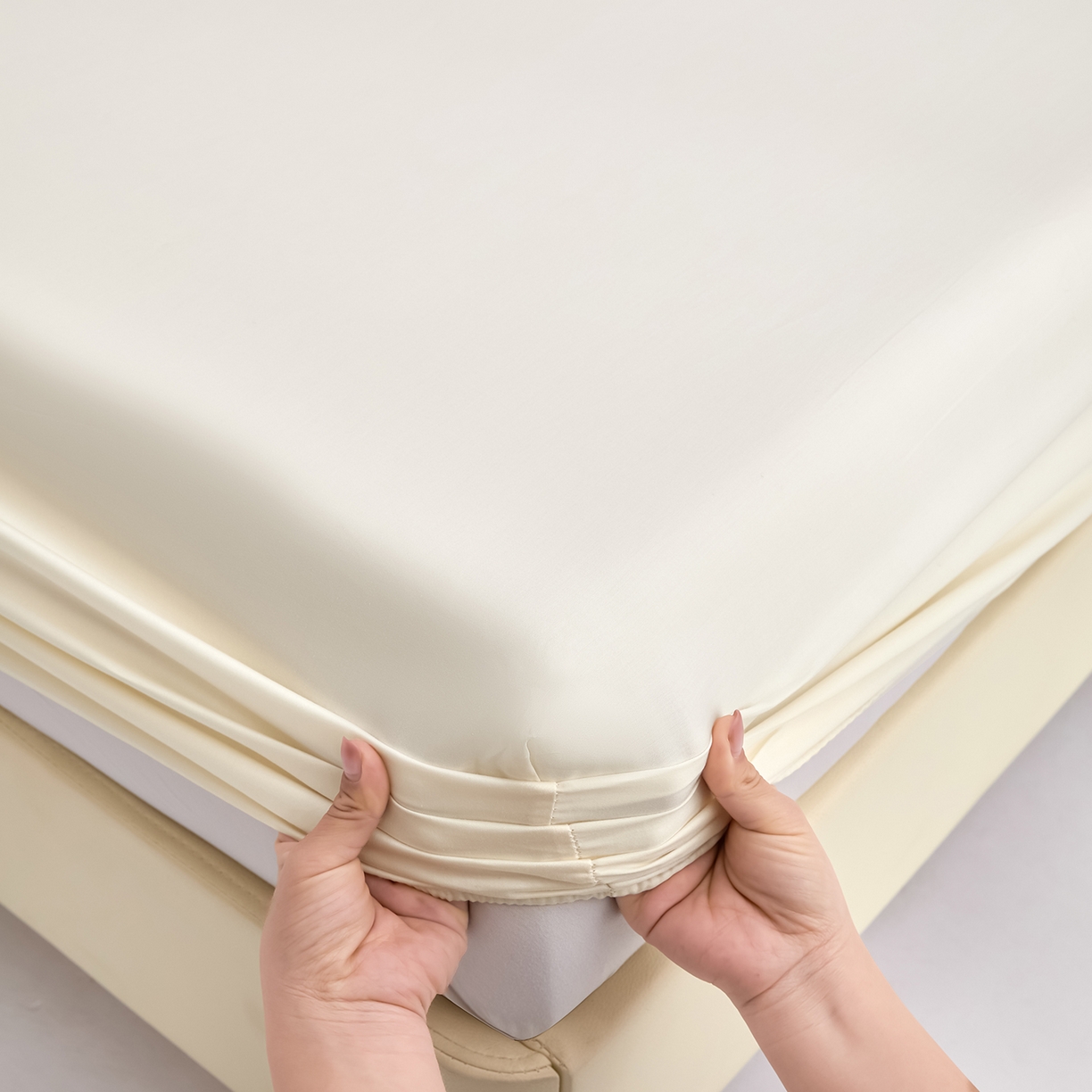 91家纺网 家纺一手货源 找家纺 合欢（原天一阁） 2026新款50s双股长绒棉全棉纯棉床笠三件套 流苏白