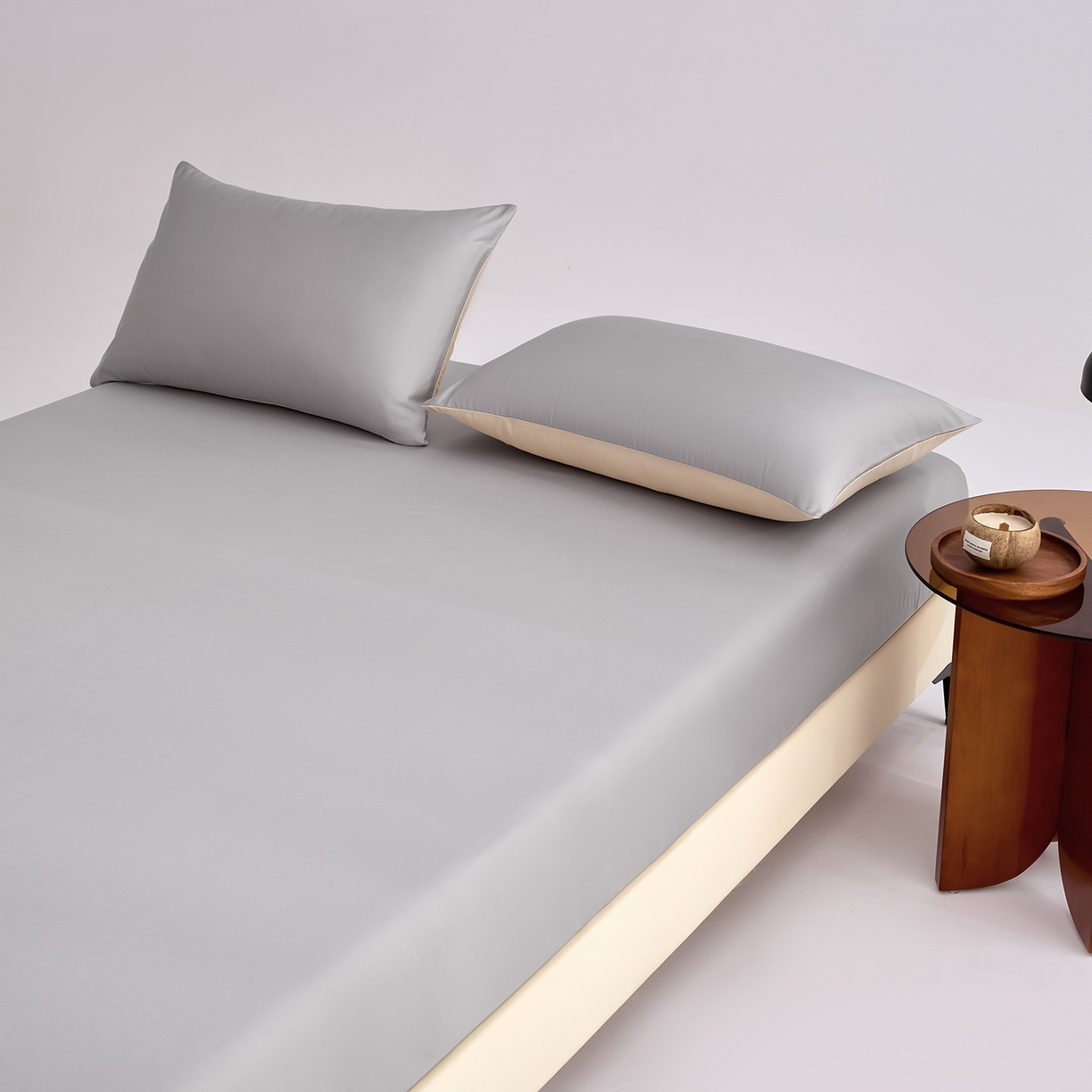 91家纺网 家纺一手货源 找家纺 合欢（原天一阁） 2026新款50s双股长绒棉全棉纯棉床笠三件套 时空灰