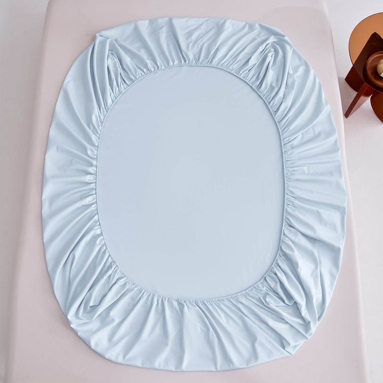 91家纺网 家纺一手货源 找家纺 合欢（原天一阁） 2026新款50s双股长绒棉全棉纯棉床笠三件套 水军蓝