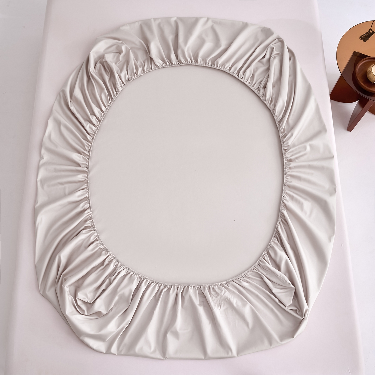 91家纺网 家纺一手货源 找家纺 合欢（原天一阁） 2026新款50s双股长绒棉全棉纯棉床笠三件套 银竹灰