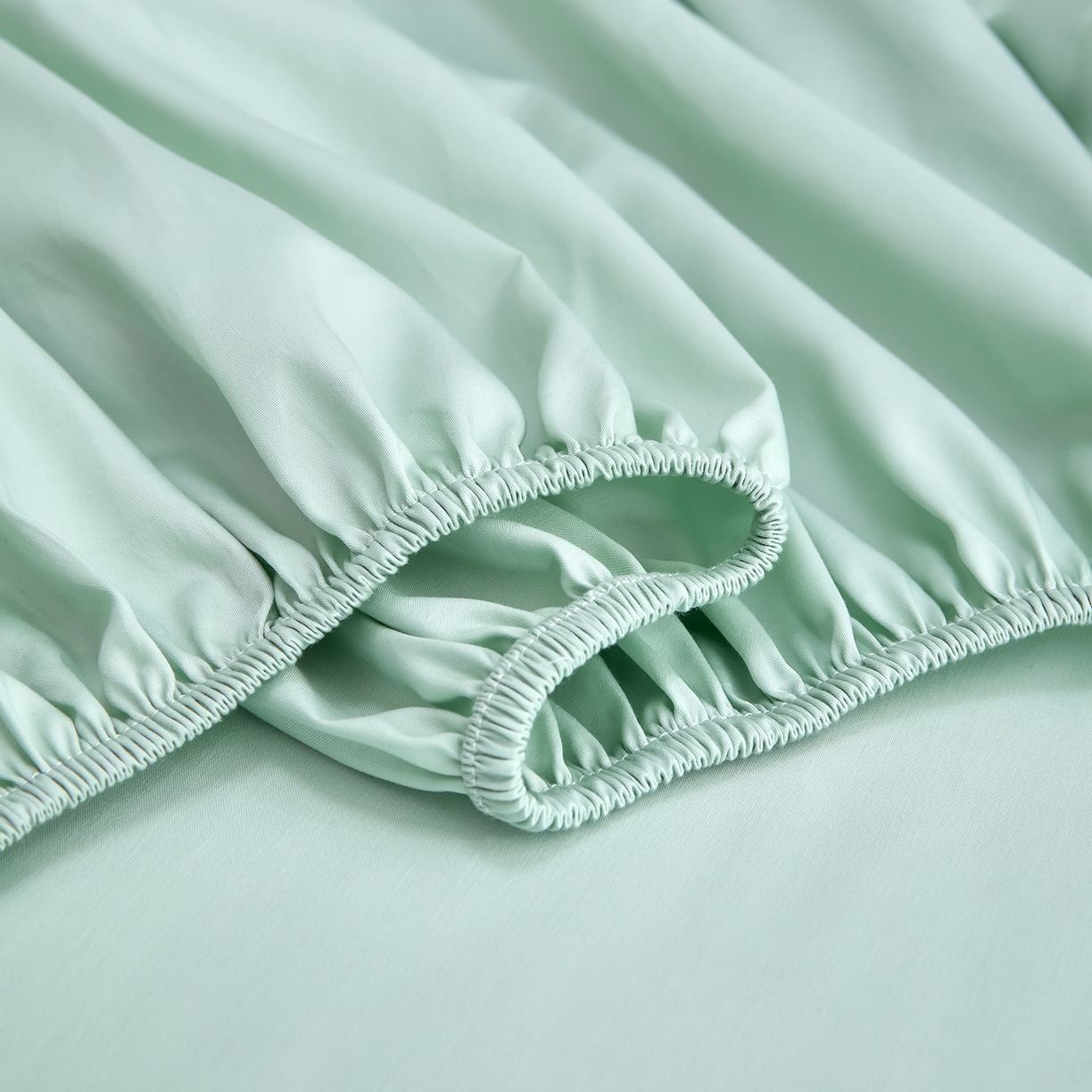 91家纺网 家纺一手货源 找家纺 合欢（原天一阁） 2026新款50s双股长绒棉全棉纯棉床笠三件套 青柠绿