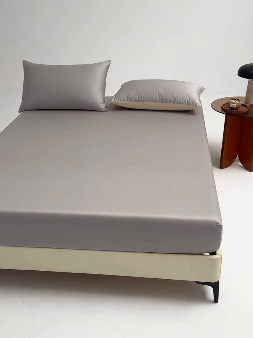 91家纺网 家纺一手货源 找家纺 合欢（原天一阁） 2026新款50s双股长绒棉全棉纯棉床笠三件套 时空灰