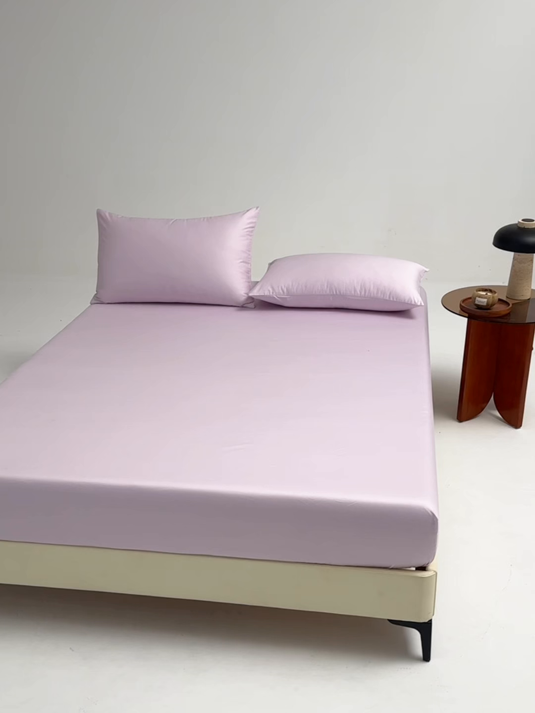 91家纺网 家纺一手货源 找家纺 合欢（原天一阁） 2026新款50s双股长绒棉全棉纯棉床笠三件套 香芋紫