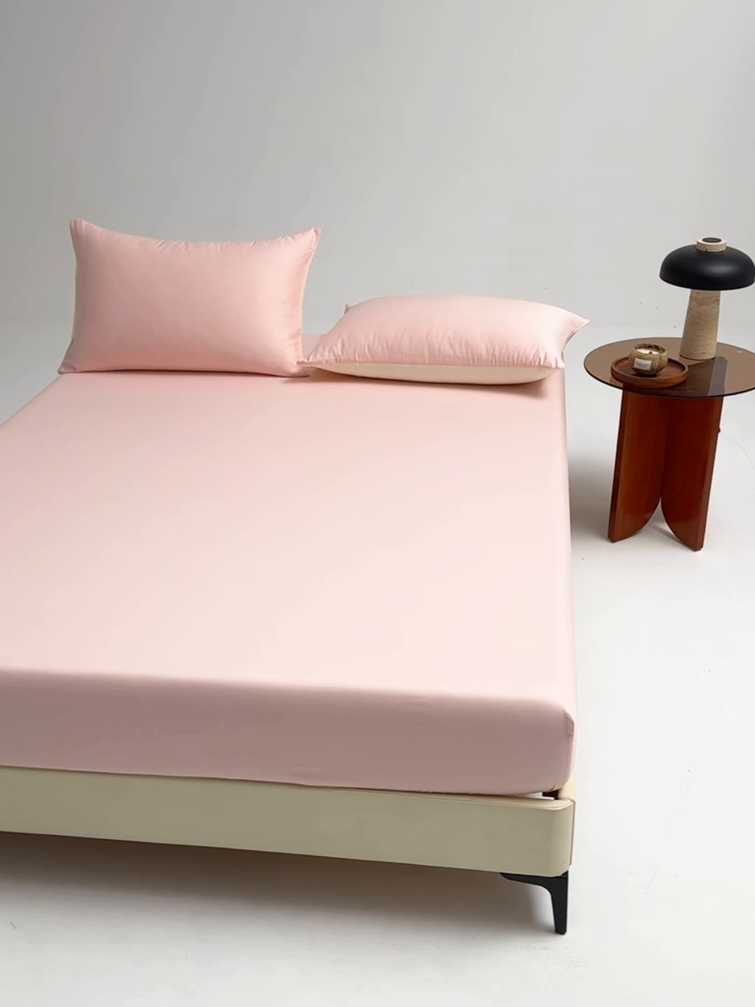 91家纺网 家纺一手货源 找家纺 合欢（原天一阁） 2026新款50s双股长绒棉全棉纯棉床笠三件套 暖心粉