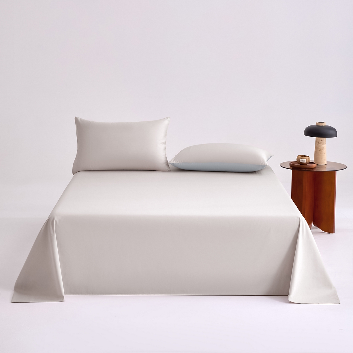 合欢（原天一阁） 2026新款50s双股长绒棉全棉纯棉床单三件套 银竹灰