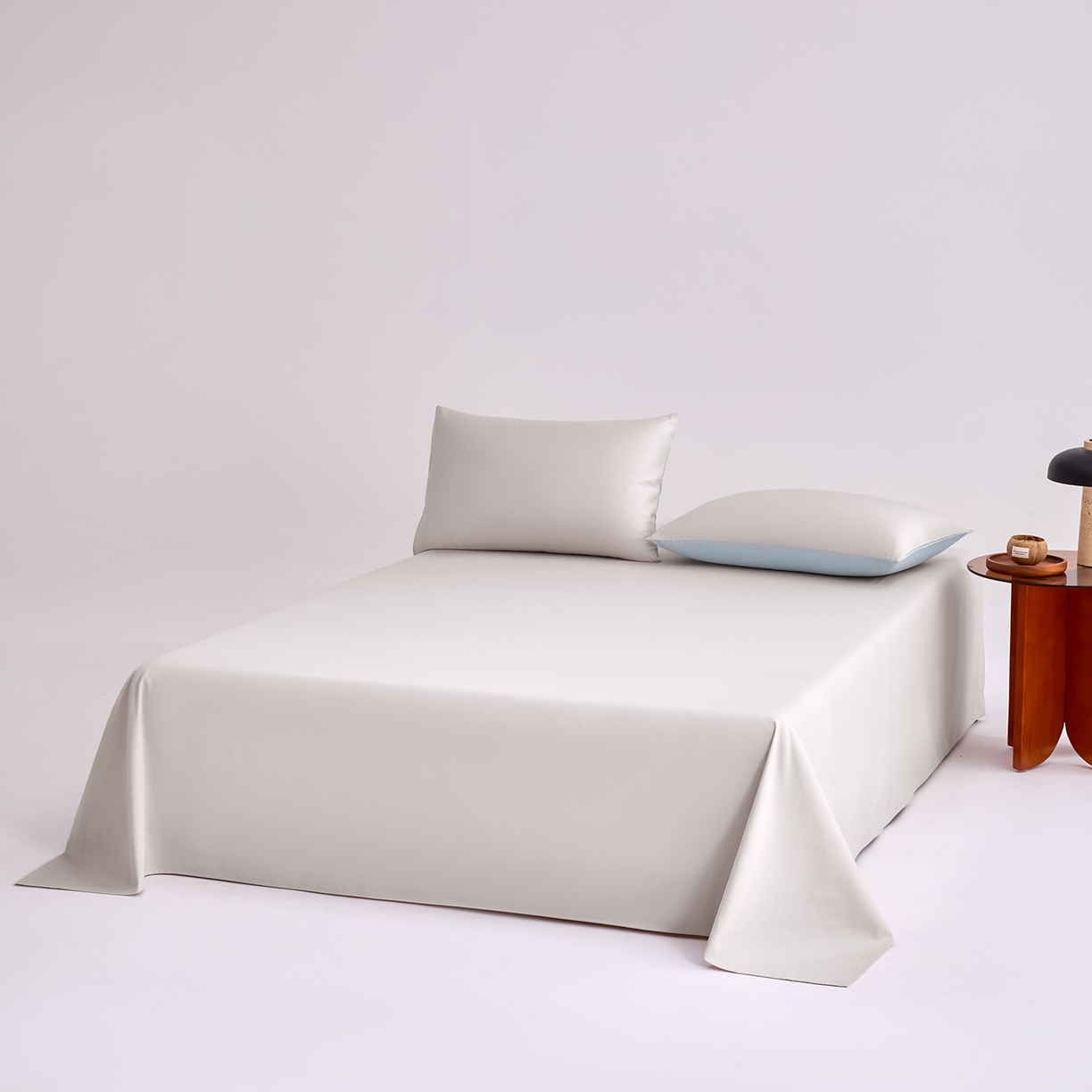 91家纺网 家纺一手货源 找家纺 合欢（原天一阁） 2026新款50s双股长绒棉全棉纯棉床单三件套 银竹灰