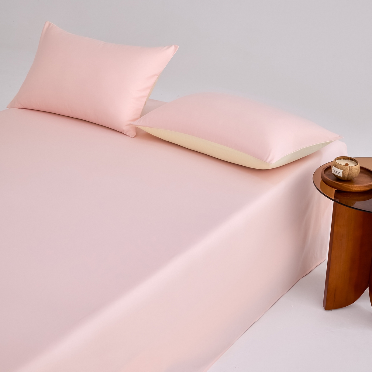 91家纺网 家纺一手货源 找家纺 合欢（原天一阁） 2026新款50s双股长绒棉全棉纯棉床单三件套 暖心粉