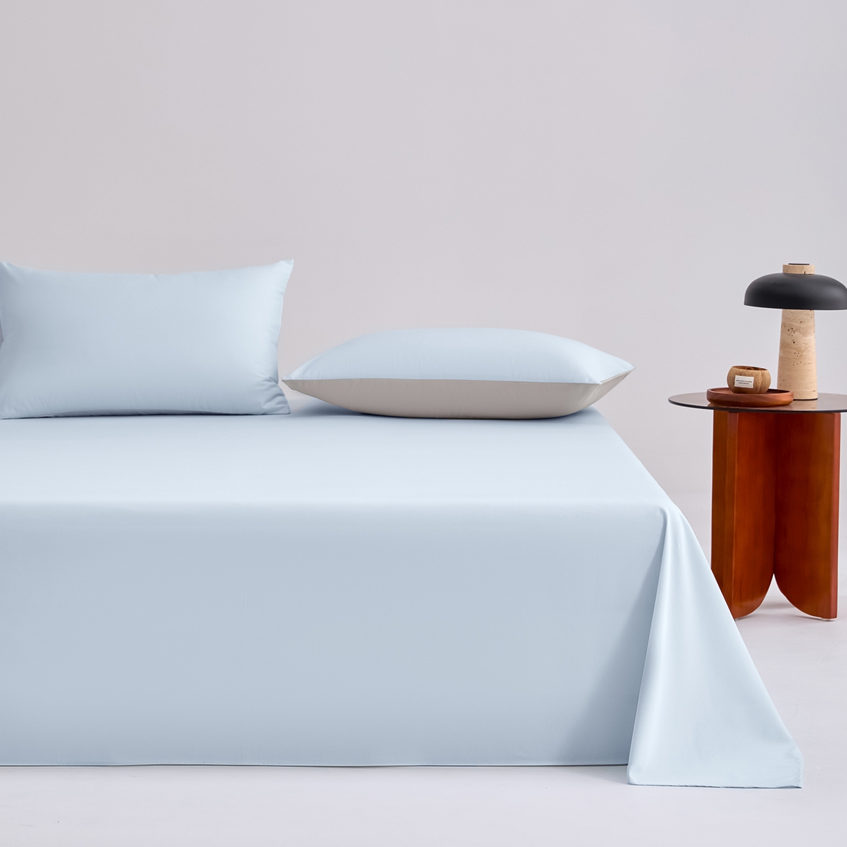 91家纺网 家纺一手货源 找家纺 合欢（原天一阁） 2026新款50s双股长绒棉全棉纯棉床单三件套 水军蓝