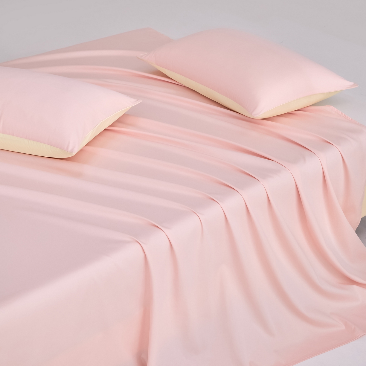 91家纺网 家纺一手货源 找家纺 合欢（原天一阁） 2026新款50s双股长绒棉全棉纯棉床单三件套 暖心粉