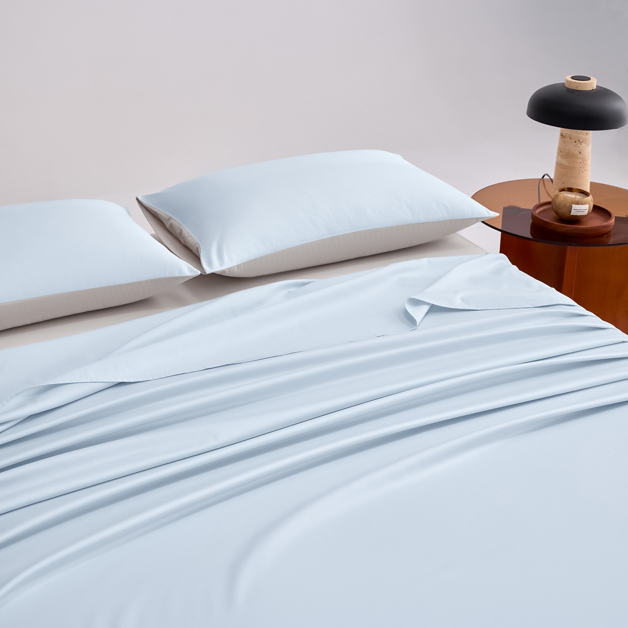 91家纺网 家纺一手货源 找家纺 合欢（原天一阁） 2026新款50s双股长绒棉全棉纯棉床单三件套 水军蓝