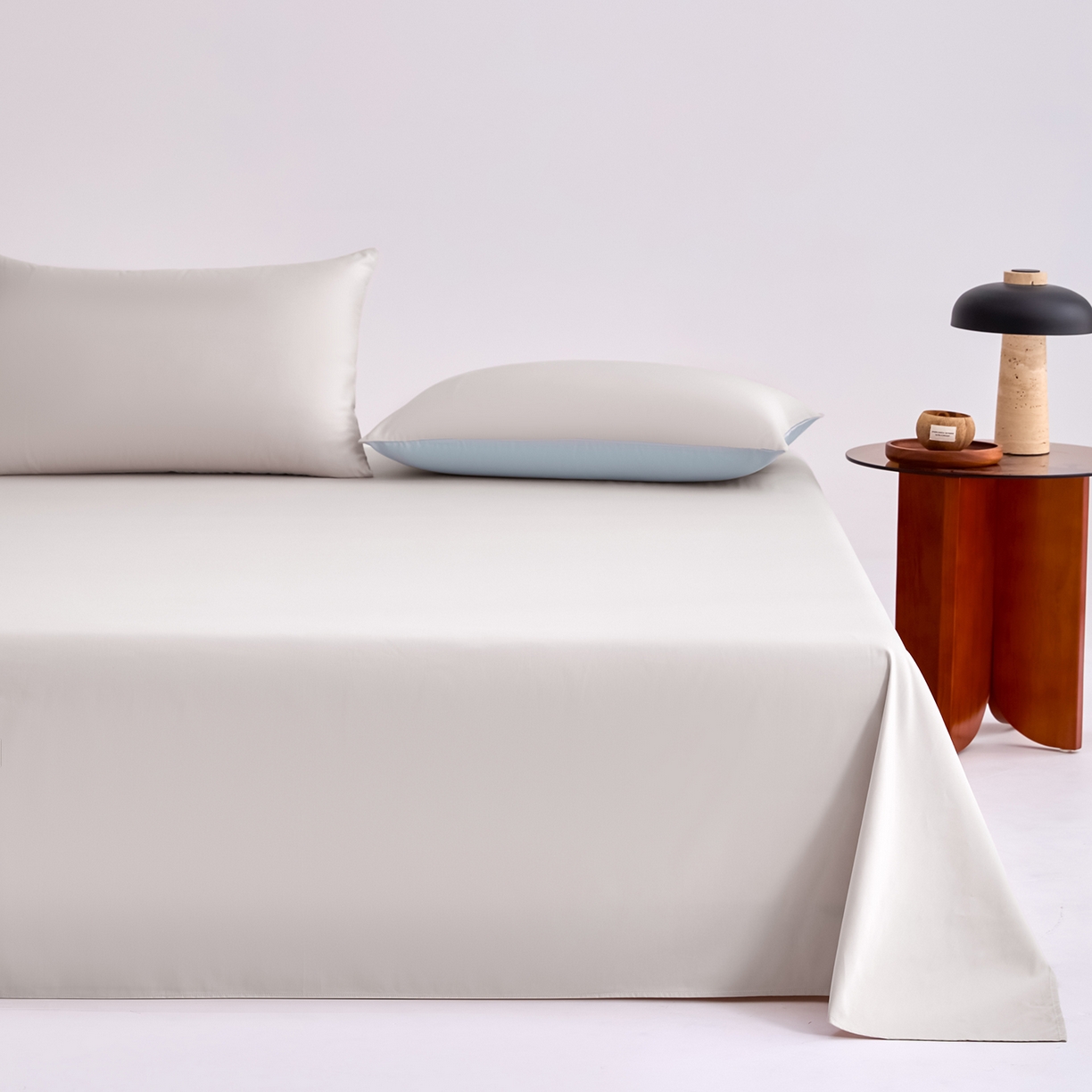 91家纺网 家纺一手货源 找家纺 合欢（原天一阁） 2026新款50s双股长绒棉全棉纯棉床单三件套 银竹灰