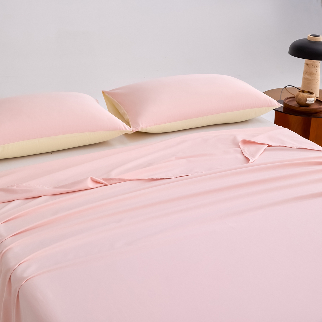 91家纺网 家纺一手货源 找家纺 合欢（原天一阁） 2026新款50s双股长绒棉全棉纯棉床单三件套 暖心粉