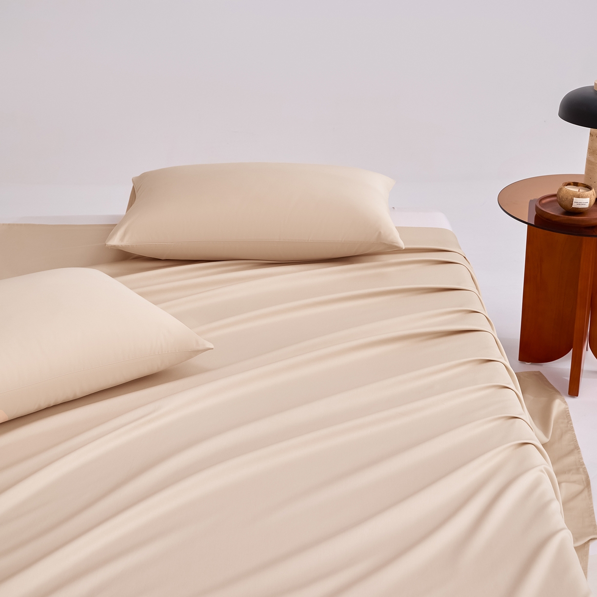 91家纺网 家纺一手货源 找家纺 合欢（原天一阁） 2026新款50s双股长绒棉全棉纯棉床单三件套 香槟金