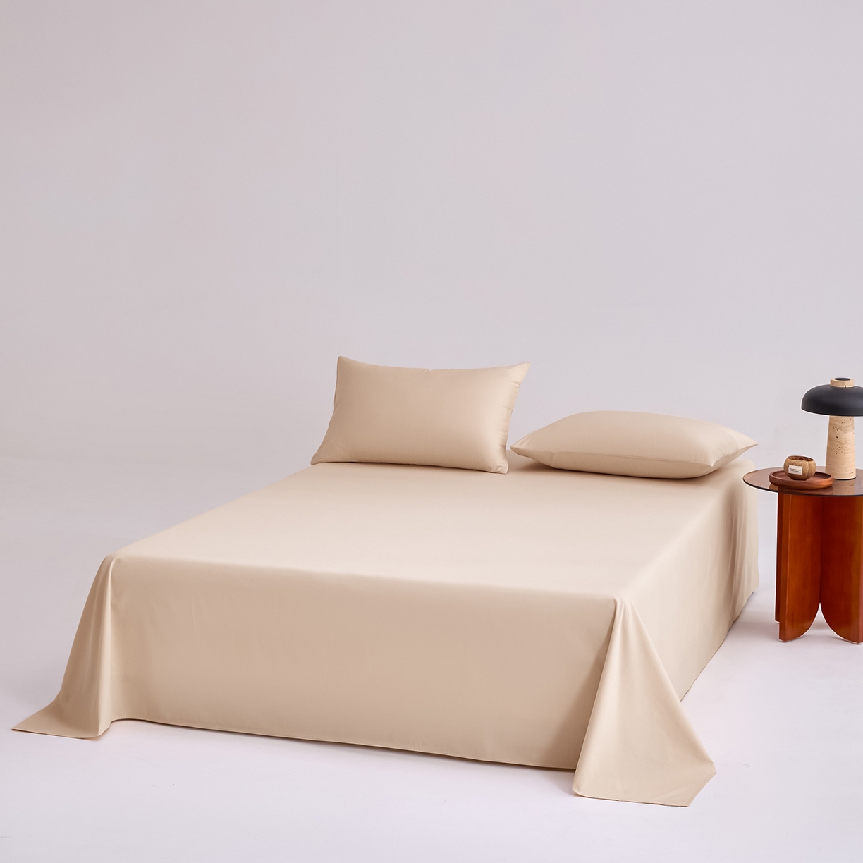 91家纺网 家纺一手货源 找家纺 合欢（原天一阁） 2026新款50s双股长绒棉全棉纯棉床单三件套 香槟金