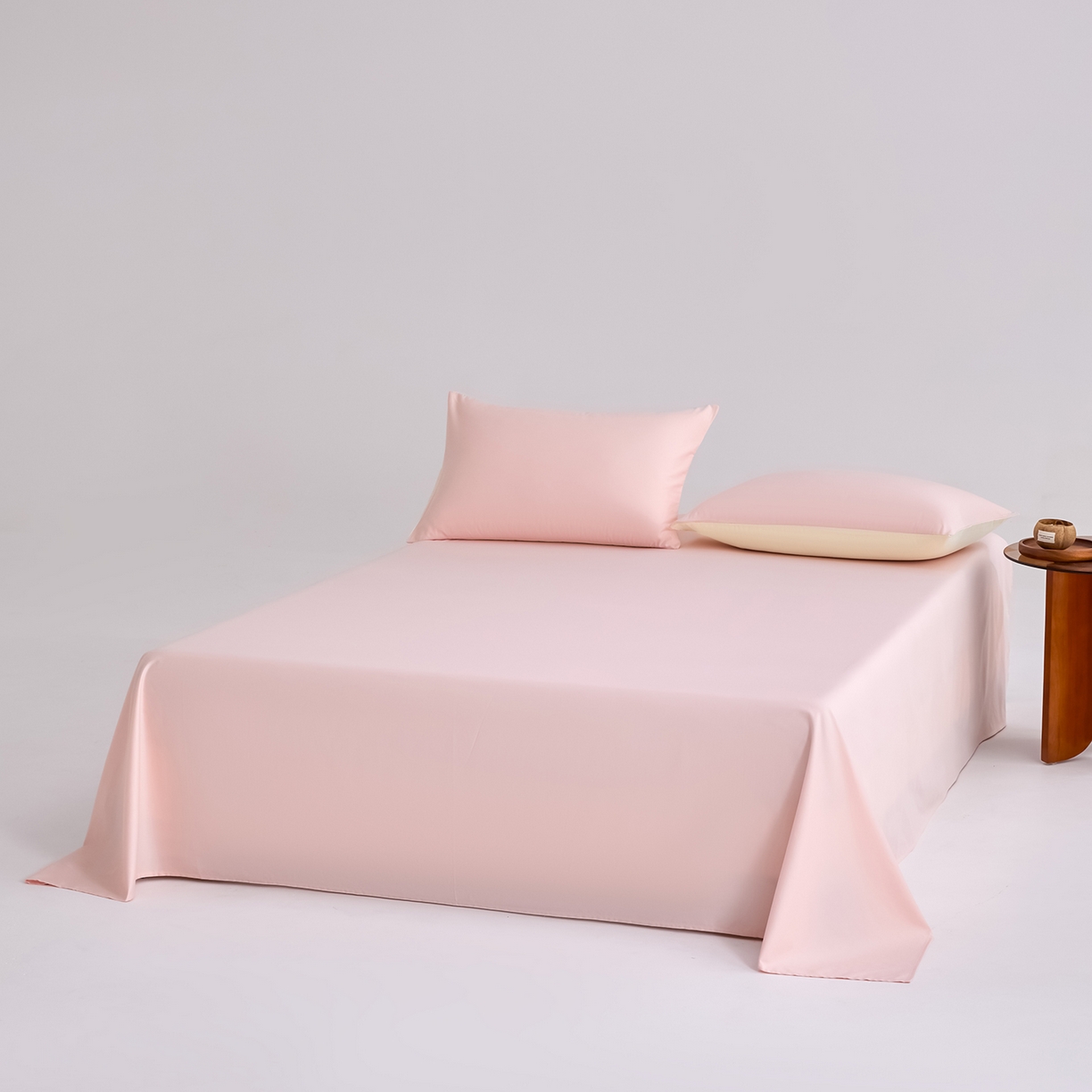 91家纺网 家纺一手货源 找家纺 合欢（原天一阁） 2026新款50s双股长绒棉全棉纯棉床单三件套 暖心粉