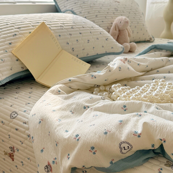 91家纺网 家纺一手货源 找家纺 玉海棠家纺 2026新款A类云感双层纱7A抗菌夏被夏凉被空调被四件套 兔先生