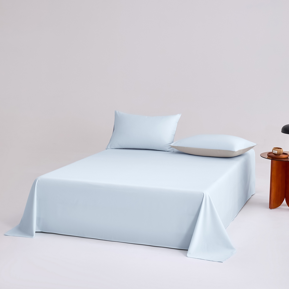 91家纺网 家纺一手货源 找家纺 合欢（原天一阁） 2026新款50s双股长绒棉全棉纯棉床单三件套 水军蓝