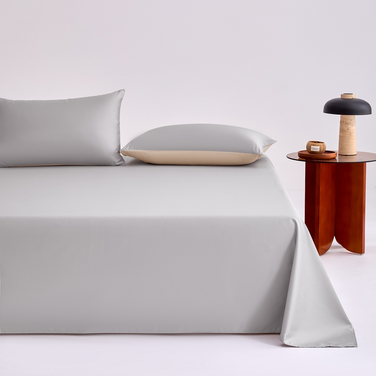 91家纺网 家纺一手货源 找家纺 合欢（原天一阁） 2026新款50s双股长绒棉全棉纯棉床单三件套 时空灰