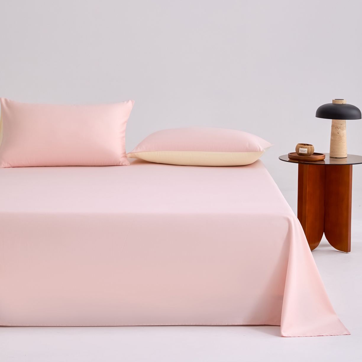 91家纺网 家纺一手货源 找家纺 合欢（原天一阁） 2026新款50s双股长绒棉全棉纯棉床单三件套 暖心粉