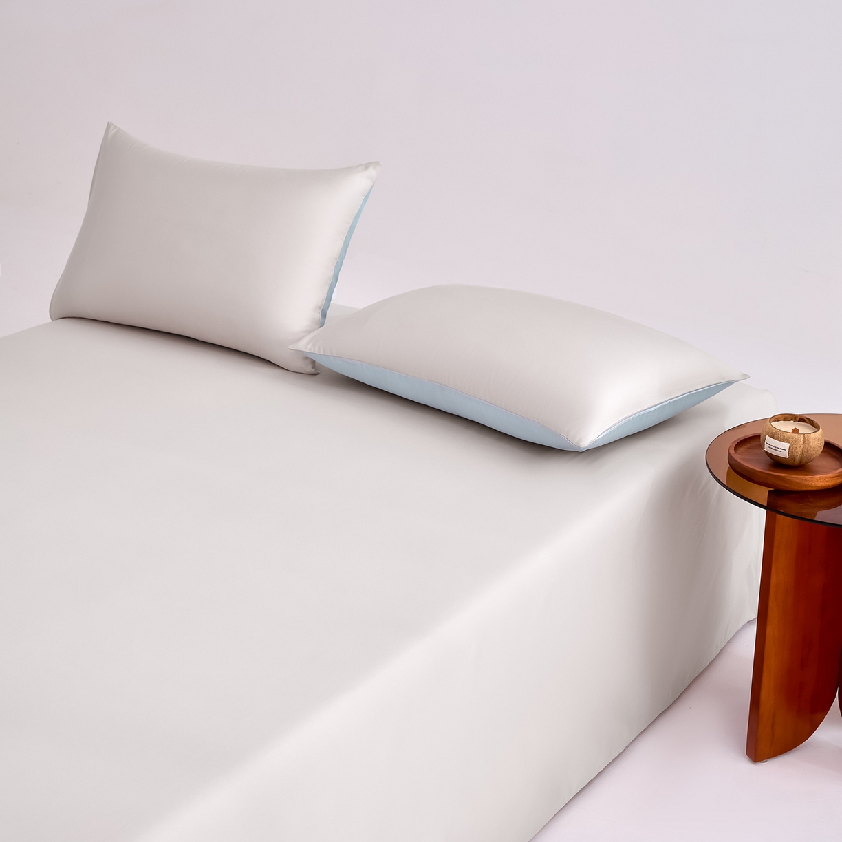 91家纺网 家纺一手货源 找家纺 合欢（原天一阁） 2026新款50s双股长绒棉全棉纯棉床单三件套 银竹灰