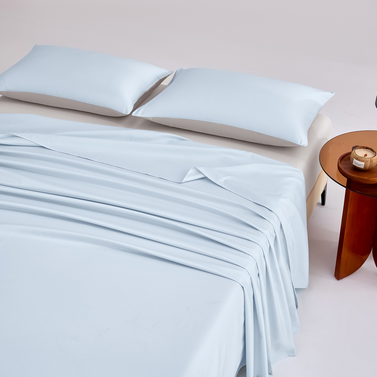 91家纺网 家纺一手货源 找家纺 合欢（原天一阁） 2026新款50s双股长绒棉全棉纯棉床单三件套 水军蓝