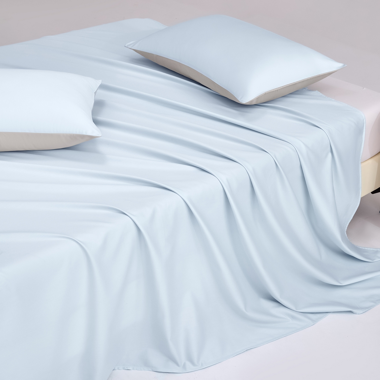 91家纺网 家纺一手货源 找家纺 合欢（原天一阁） 2026新款50s双股长绒棉全棉纯棉床单三件套 水军蓝